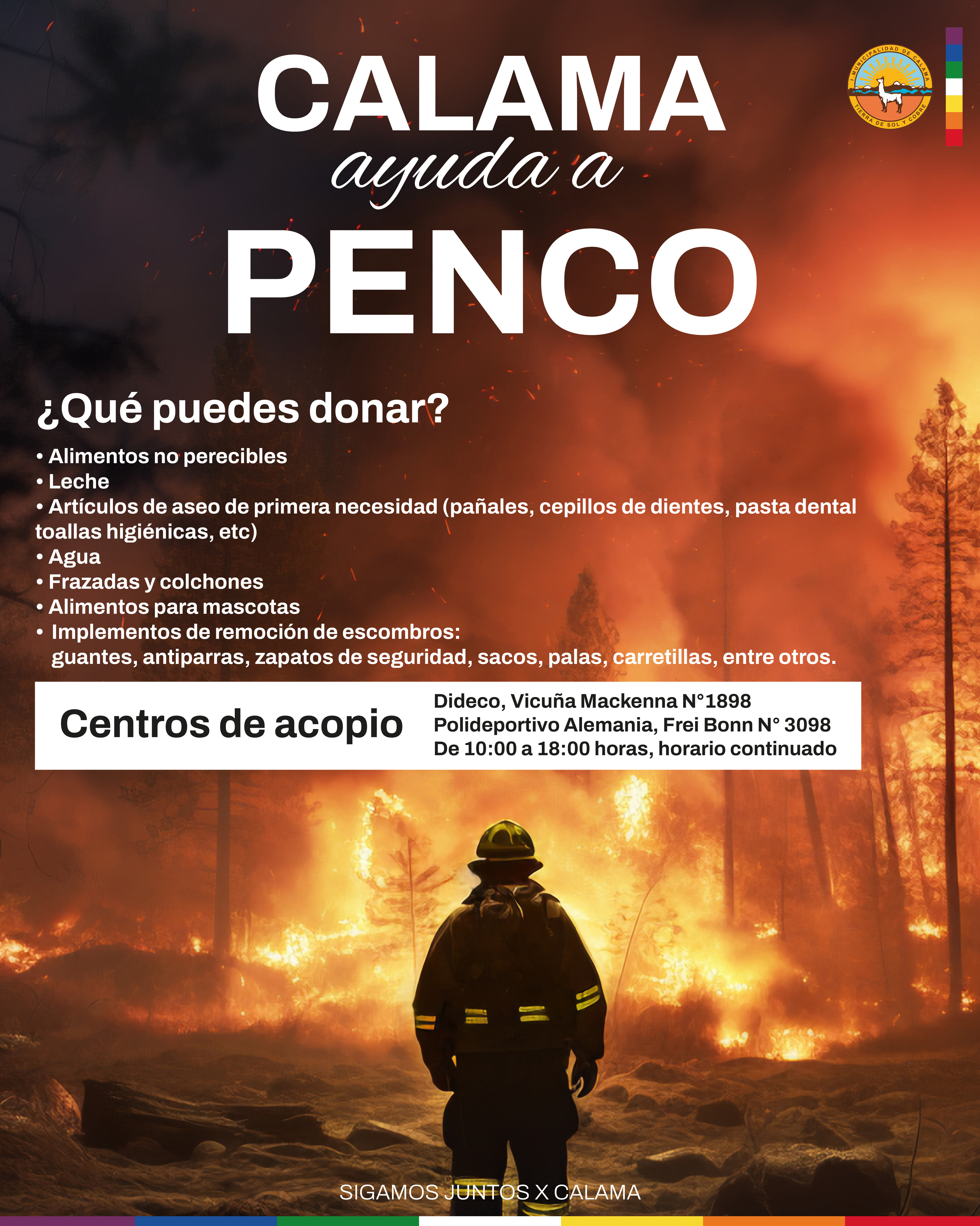 MUNICIPALIDAD DE CALAMA INICIA CAMPAÑA SOLIDARIA A LOCALIDAD DE  PENCO